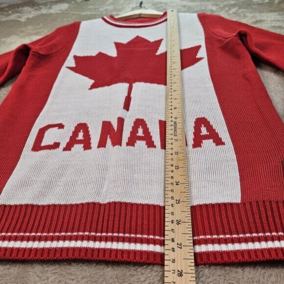 NWT Tipsy Elves Sweater Canada Spell Out Logo Red and White Pullover Mens Size S - Picture 4 of 10